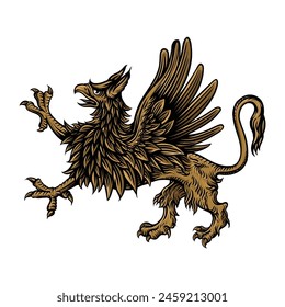 griffin hand drawn engraving style illustrations