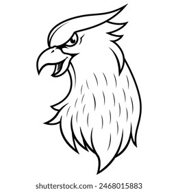 Griffin Kopf Maskottchen Logo Design Linie Kunst