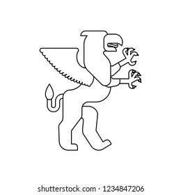 Griffin Heraldic animal linear style. Fantastic Beast. Monster for coat of arms. Heraldry design element.