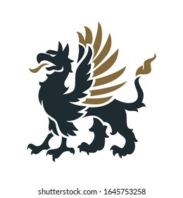 Griffin heraldry symbol - vector illustration. Silhouette or outline.