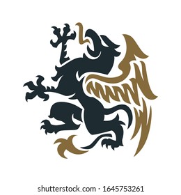 Griffin heraldry symbol - vector illustration. Silhouette or outline.