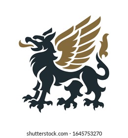 Griffin heraldry symbol - vector illustration. Silhouette or outline.