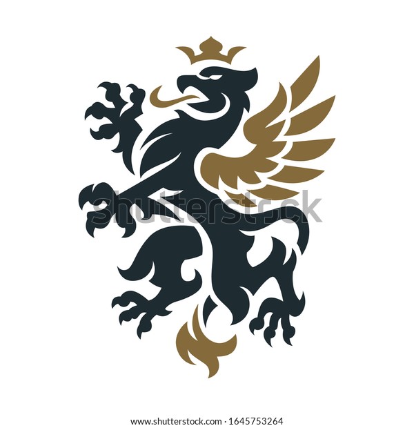 Símbolo heráldico Griffin - ilustración vectorial.: vector de stock