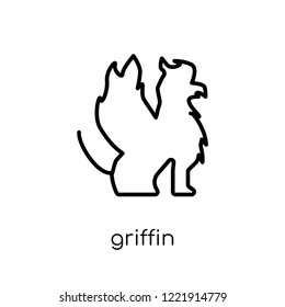 Griffin icon. Trendy modern flat linear vector Griffin icon on white background from thin line Fairy Tale collection, editable outline stroke vector illustration