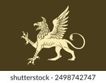 Griffin illustration in vintage style, hand drawn