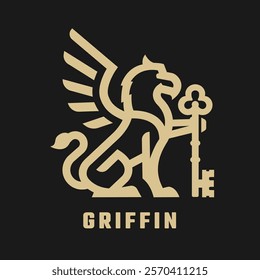 Griffin with key logo on a dark background.