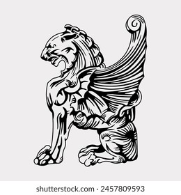 The griffin lion eagle statue sclupture vector illustration