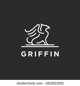 griffin logo design vector illustration on black background