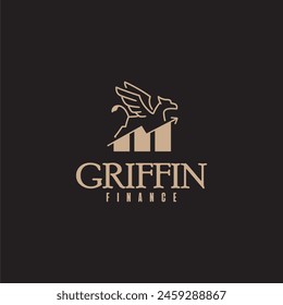 Griffin logo design vector illustration on black background.
