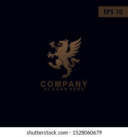 Griffin Logo Design and Vector Template With Luxury Gold Colour