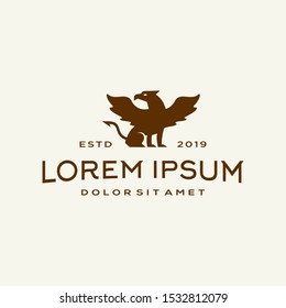 griffin logo mythical elegant luxury vintage hipster label illustration vector