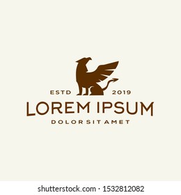 griffin logo mythical elegant luxury vintage hipster label illustration vector