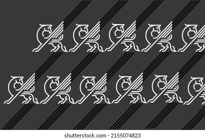 Griffin logo pattern. Design or Heraldry concept art. Vector design.