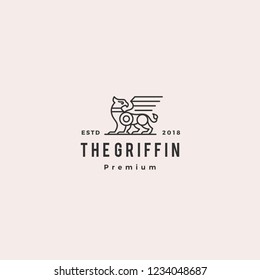 griffin logo retro vintage hipster label illustration