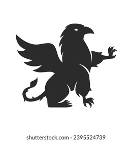 Griffin logo. Griffin silhouette for Coat of Arms. Heraldic symbol. Griffin crest logo. Vector illustration