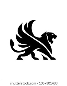 Griffin logo template, wing griffin icon vector