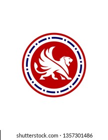 Griffin logo template, wing griffin icon vector