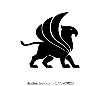 Griffin logo template, wing griffin icon vector