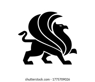 Griffin logo template, wing griffin icon vector