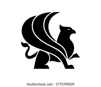 Griffin logo template, wing griffin icon vector