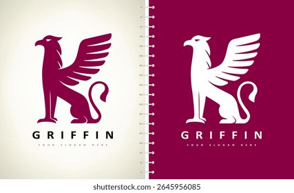 Vetor do logotipo Griffin. Uma criatura mítica com a cabeça, garras e asas de uma águia e o corpo de um leão