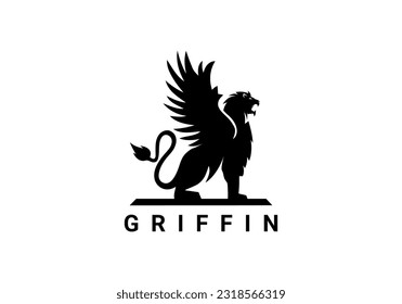 Greifen-Logo, Greifen, Flügel, Löwenflügel, Greifen-Vektorlogo, Griffin, Fantasie