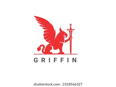 griffin logo, griffin, wings, lion wings, griffin vector logo, Griffin, fantasy