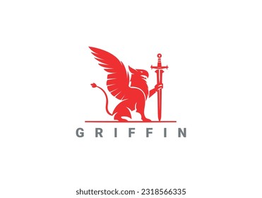 griffin logo, griffin, wings, lion wings, griffin vector logo, Griffin, fantasy