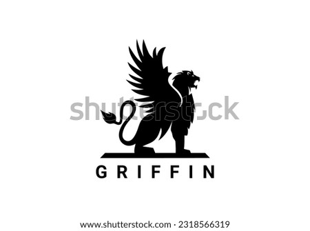 griffin logo, griffin, wings, lion wings, griffin vector logo, Griffin, fantasy