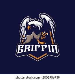 Griffin mascot logo design vector with modern illustration concept style for badge, emblem and t shirt printing. Angry griffin illustration for sport and esport team.