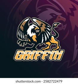 Griffin mascot logo design vector with modern illustration concept style for badge, emblem and t shirt printing. Griffin illustration for sport team.