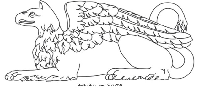 Griffin mythological creature with lion body and bird wings