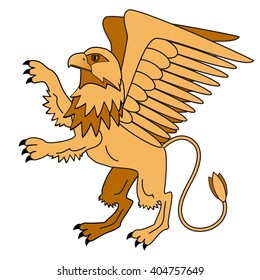 Griffin. Mythological creatures. Tales and heraldry. Isolated character. Vector illustration.