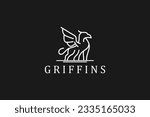 Griffin mythology animal logo design line style greek culture icon symbol