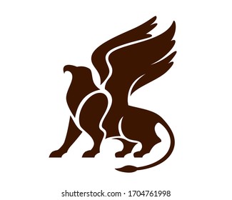 Griffin Mythology Creature Illustration with Silhouette Style