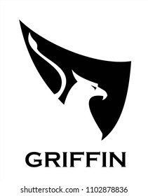 Griffin On Black Wing Silhouette