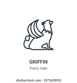 Griffin outline vector icon. Thin line black griffin icon, flat vector simple element illustration from editable fairy tale concept isolated on white background