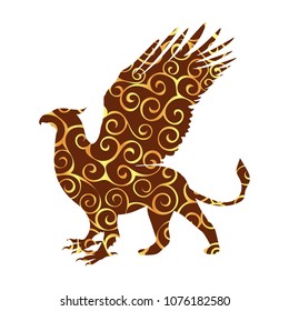 Griffin pattern silhouette ancient mythology fantasy