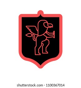 Griffin Shield heraldic symbol. Sign Animal for coat of arms. Vector illustration
