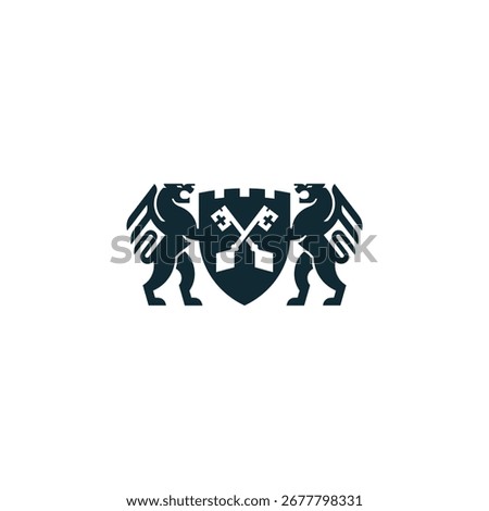 Griffin with shield logo Icon flat vector design