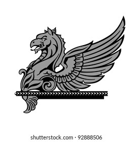 griffin tattoo engraving vector isolated on white background