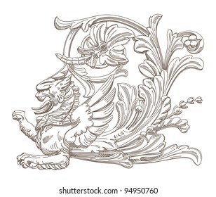 Griffin. Vector decorative element.