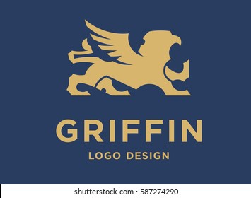 Griffin vector logo illustration, emblem