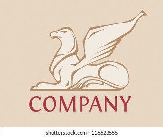 Griffin - vector logo template. Ancient fantastic animal symbol. Design element. 