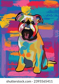 Griffon in colorful colors isolated on a vivid background, pop art style. Amazing Illustration Dog Pop Art.Poster, comic book. Beautiful cover. Attractive design, cartoon detailed dog. Animals cartoon