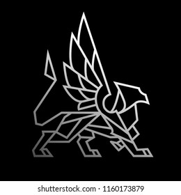 Griffon illustration of lines on a black background