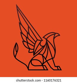 Griffon illustration of lines on a red background