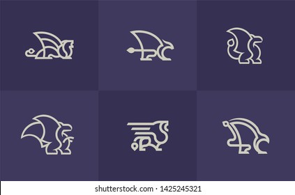 Griffon logo set. Logo for business. Vector 