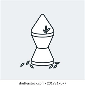 Grihapravesh Mapta-Maap aka Rice-Grain Measuring vessel used in Hindu Wedding Dwar Rokai; when new bride enters grooms home for first time after wedding, symbolizes arrival of wealth, prosperity, etc.