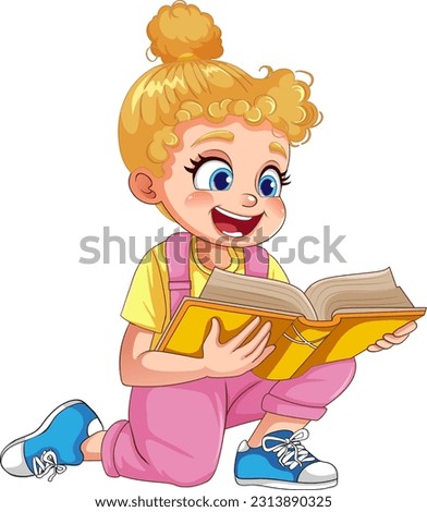 Gril reading a book illustration